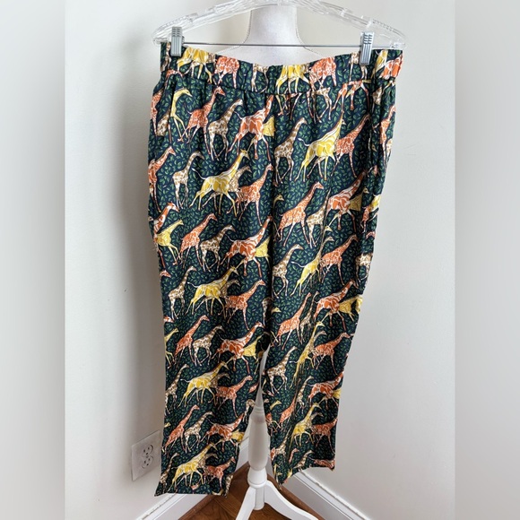 J. Crew Collection Pull-on Silk Twill High Rise Animal Print Pant Size 12 - Picture 7 of 9